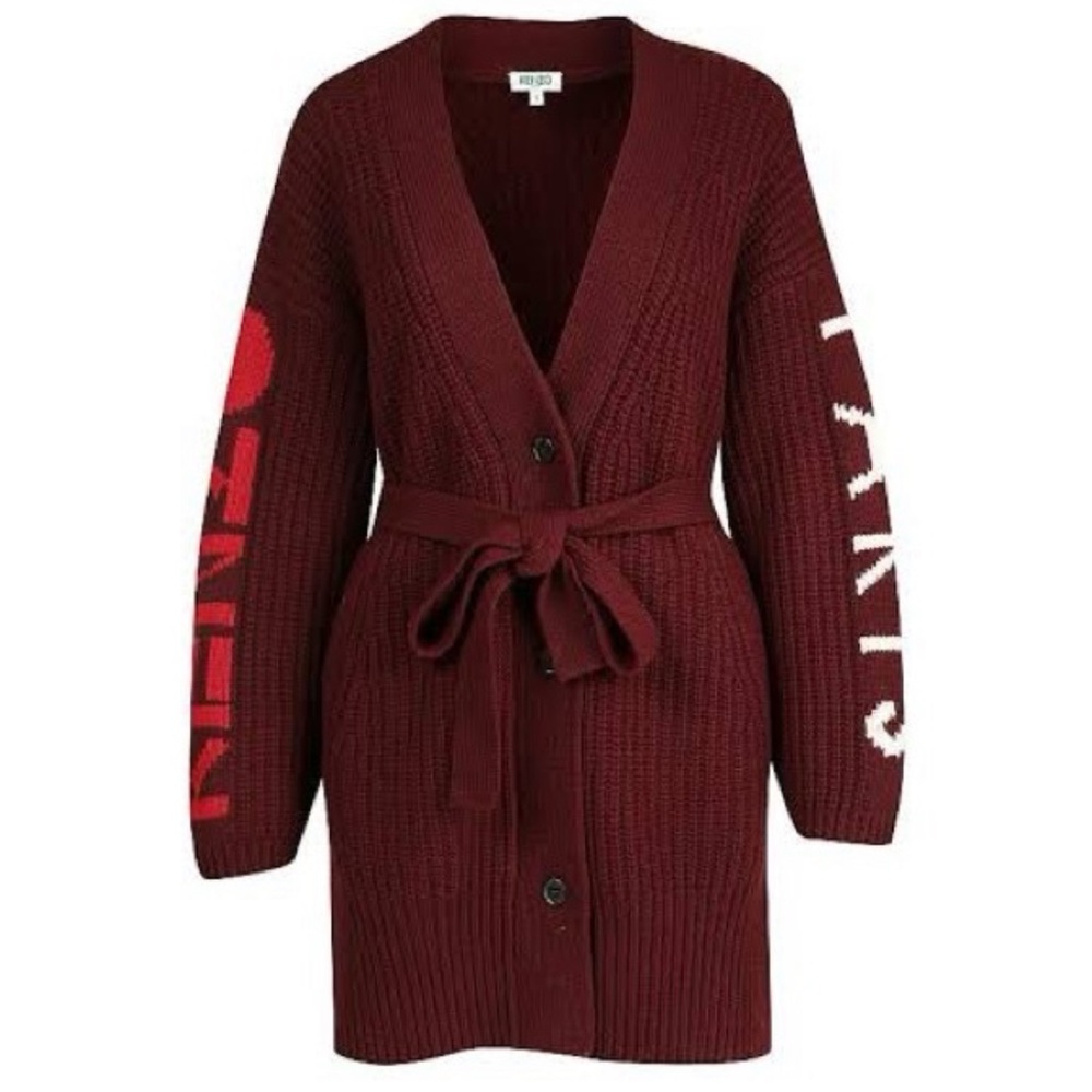 Kenzo Wool spell out Cardigan Maroon M
